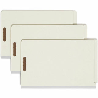 Smead Legal Recycled Classification Folder - 8 1/2" x 14" - 2" Expansion - 6 x 2K Fastener(s) - 2 Divider(s) - Pressboard - Gray, Green - 100% Recycled - 10 / Box