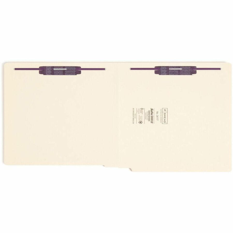 Smead Straight Tab Cut Letter Recycled Fastener Folder - 8 1/2" x 11" - 3/4" Expansion - 2 x 2S Fastener(s) - 2" Fastener Capacity for Folder - Manila - Manila - 10% Recycled - 50 / Box