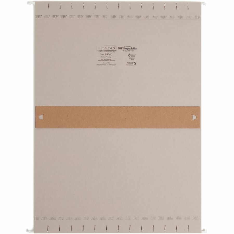 Smead TUFF Legal Recycled Hanging Folder - 8 1/2" x 14" - 2" Expansion - Top Tab Location - Steel Gray - 10% Recycled - 18 / Box