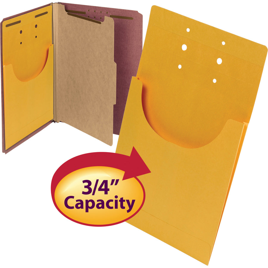 Smead Letter, Legal File Jacket - 3/4" Folder Capacity - 8 1/2" x 14" - 3/4" Expansion - 1 Pocket(s) - Kraft - Kraft - 100 / Carton - 