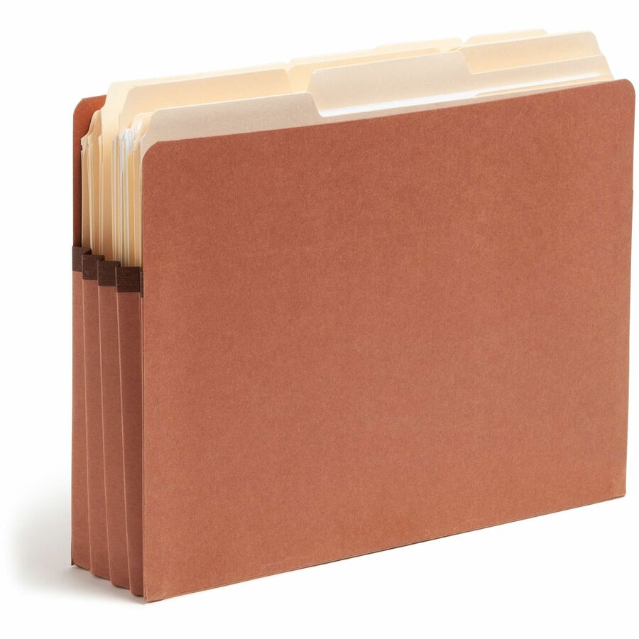 Smead Straight Tab Cut Letter Recycled File Pocket - 8 1/2" x 11" - 3 1/2" Expansion - Redrope - Redrope - 100% Recycled - 25 / Box