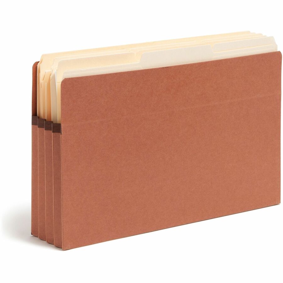 Smead Straight Tab Cut Legal Recycled File Pocket - 8 1/2" x 14" - 3 1/2" Expansion - Redrope - Redrope - 100% Recycled - 25 / Box