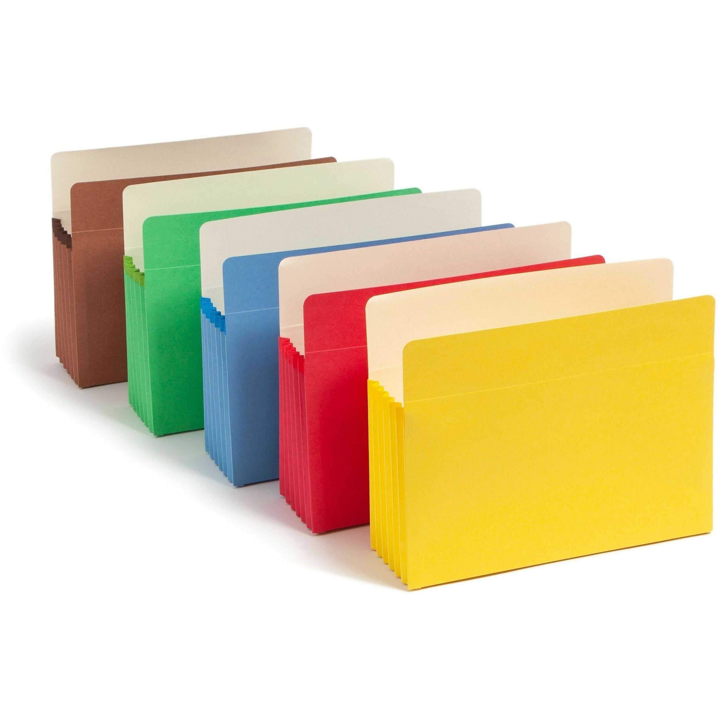 Colored File Pockets, 5.25" Expansion, Letter Size, Assorted Colors, 5/Box