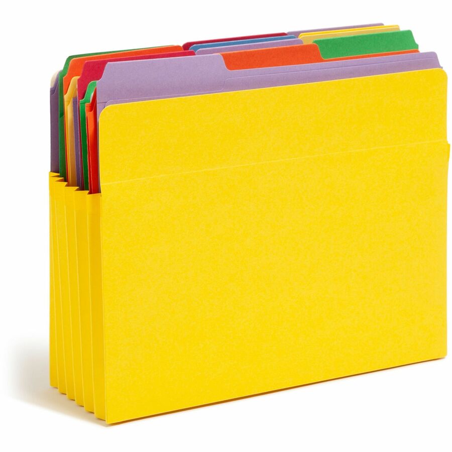Colored File Pockets, 5.25" Expansion, Letter Size, Assorted Colors, 5/Box