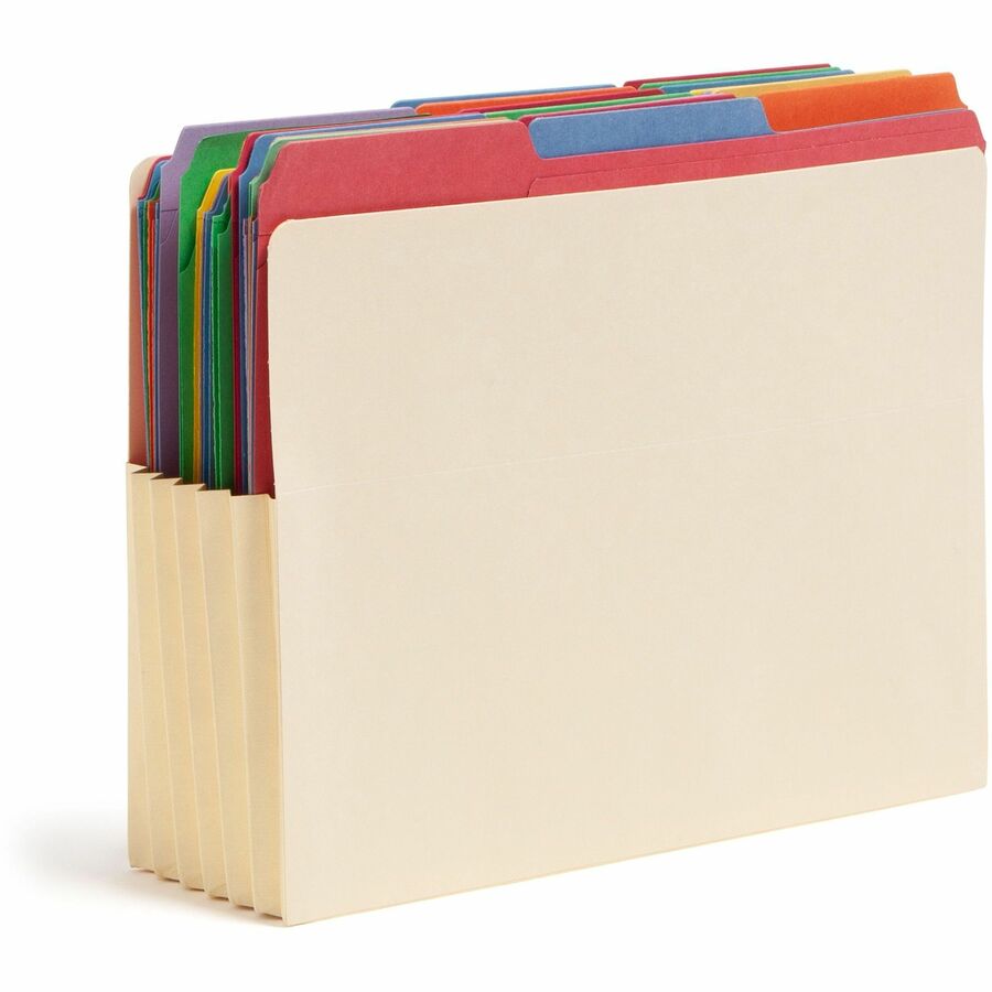 Smead Letter Recycled File Pocket - 8 1/2" x 11" - 5 1/4" Expansion - Manila - Manila - 10% Recycled - 10 / Box