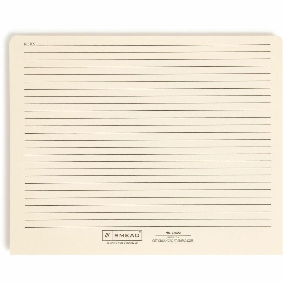 Smead Straight Tab Cut Letter Recycled File Jacket - 2" Folder Capacity - 8 1/2" x 11" - 2" Expansion - Top Tab Location - Manila - 10% Recycled - 50 / Box