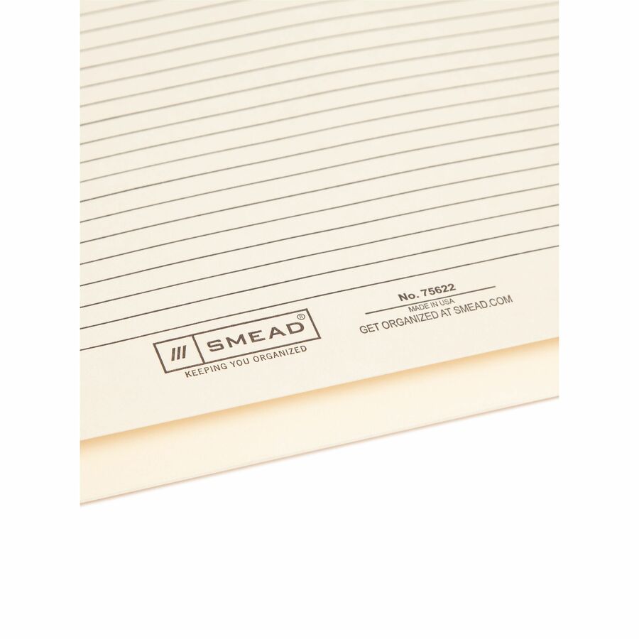 Smead Straight Tab Cut Letter Recycled File Jacket - 2" Folder Capacity - 8 1/2" x 11" - 2" Expansion - Top Tab Location - Manila - 10% Recycled - 50 / Box