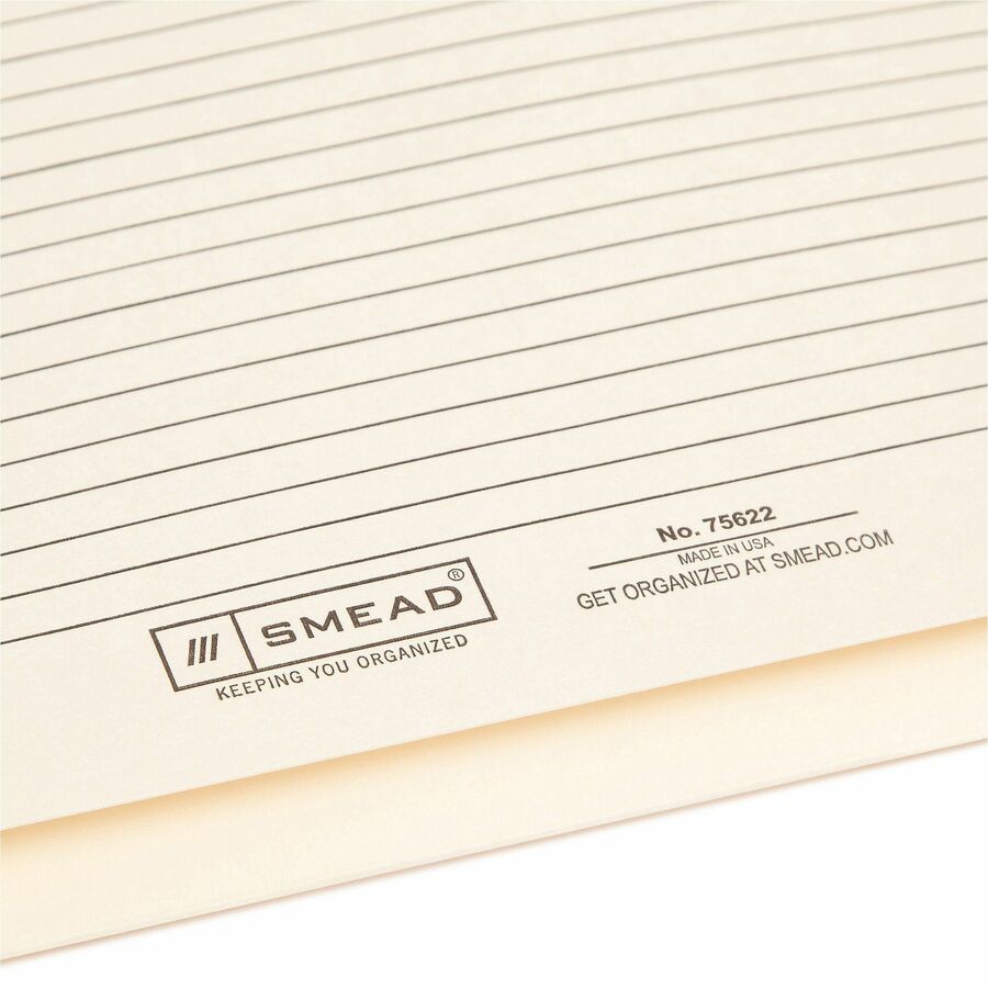 Smead Straight Tab Cut Letter Recycled File Jacket - 2" Folder Capacity - 8 1/2" x 11" - 2" Expansion - Top Tab Location - Manila - 10% Recycled - 50 / Box