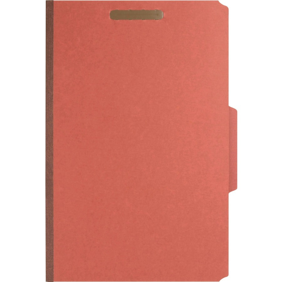 Nature Saver 2/5 Tab Cut Legal Recycled Classification Folder - 8 1/2" x 14" - 6 Fastener(s) - 2" Fastener Capacity for Folder, 1" Fastener Capacity for Divider - 2 Divider(s) - Pressboard - Red - 100% Recycled - 10 / Box