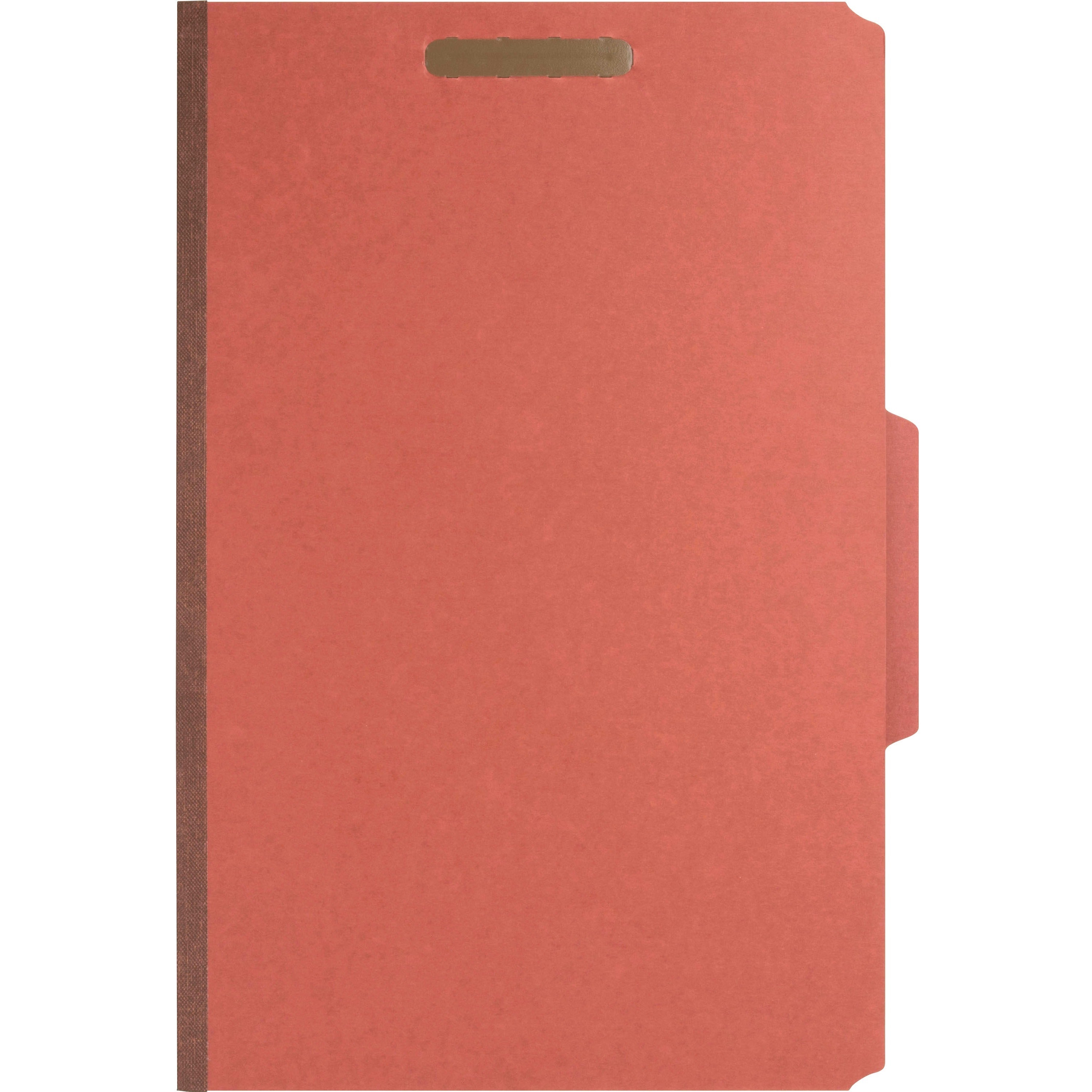 Nature Saver 2/5 Tab Cut Legal Recycled Classification Folder - 8 1/2" x 14" - 6 Fastener(s) - 2" Fastener Capacity for Folder, 1" Fastener Capacity for Divider - 2 Divider(s) - Pressboard - Red - 100% Recycled - 10 / Box - 