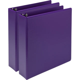 Earths Choice Plant-Based Durable Fashion View Binder, 3 Rings, 2" Capacity, 11 x 8.5, Purple, 2/Pack