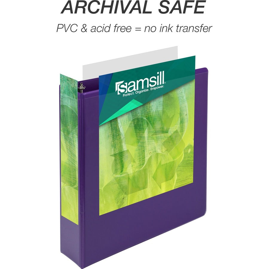 Earths Choice Plant-Based Durable Fashion View Binder, 3 Rings, 2" Capacity, 11 x 8.5, Purple, 2/Pack