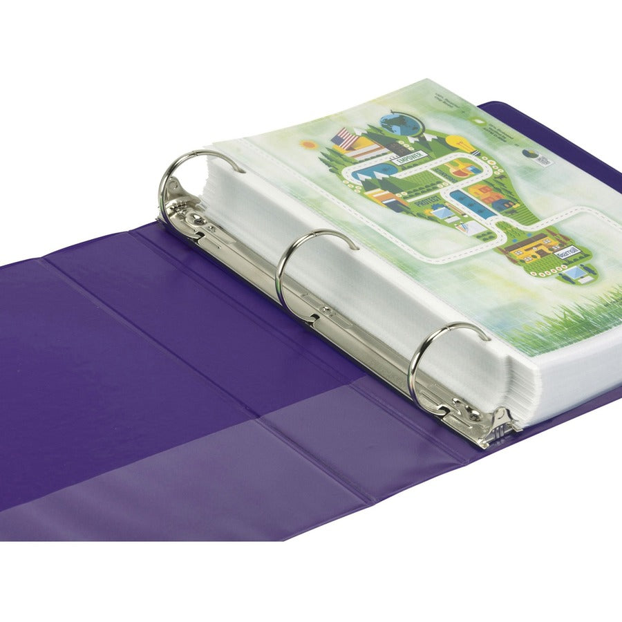 Earths Choice Plant-Based Durable Fashion View Binder, 3 Rings, 2" Capacity, 11 x 8.5, Purple, 2/Pack