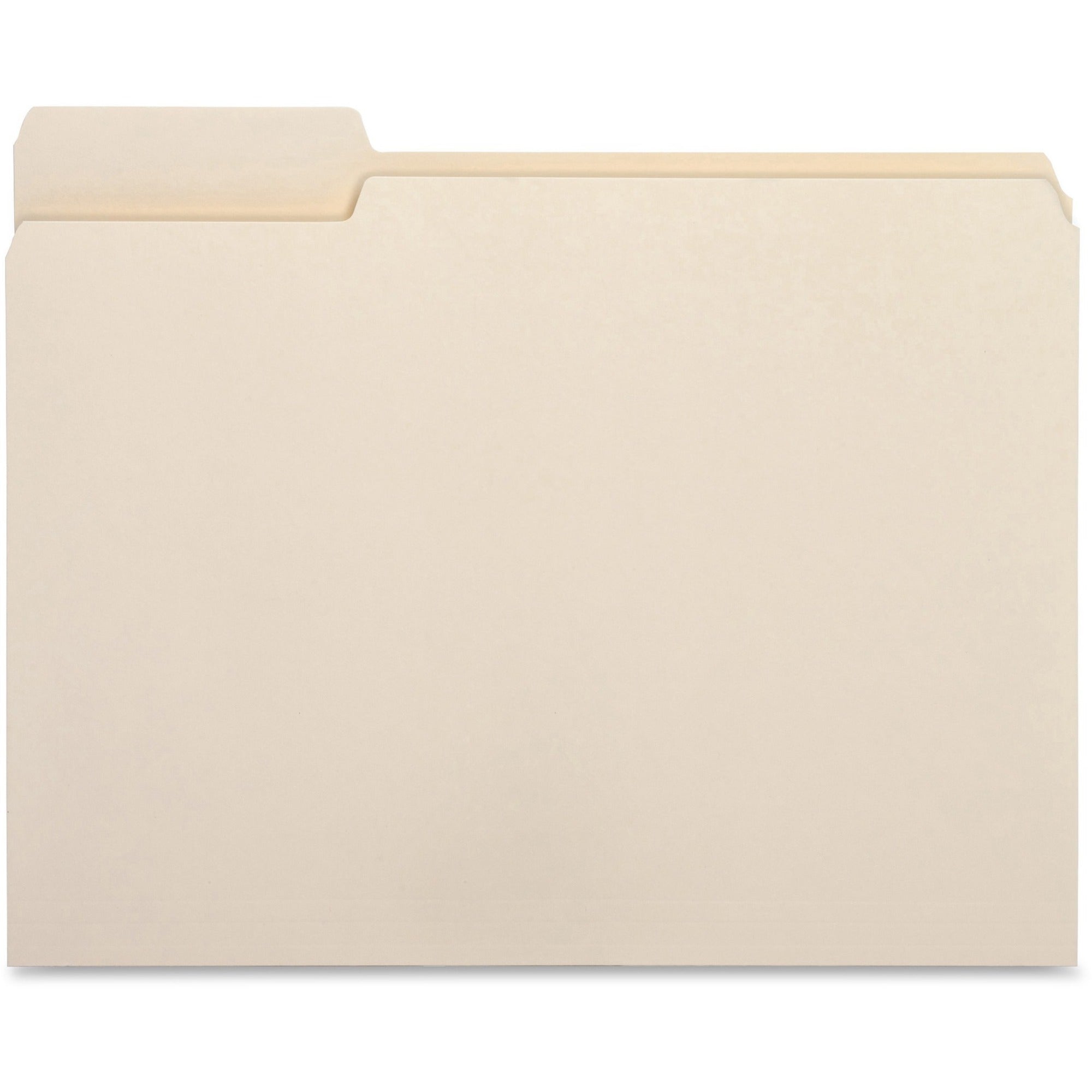 Business Source 1/3 Tab Cut Letter Recycled Top Tab File Folder - 8 1/2" x 11" - 3/4" Expansion - Top Tab Location - Left Tab Position - Manila - 10% Recycled - 100 / Box - 