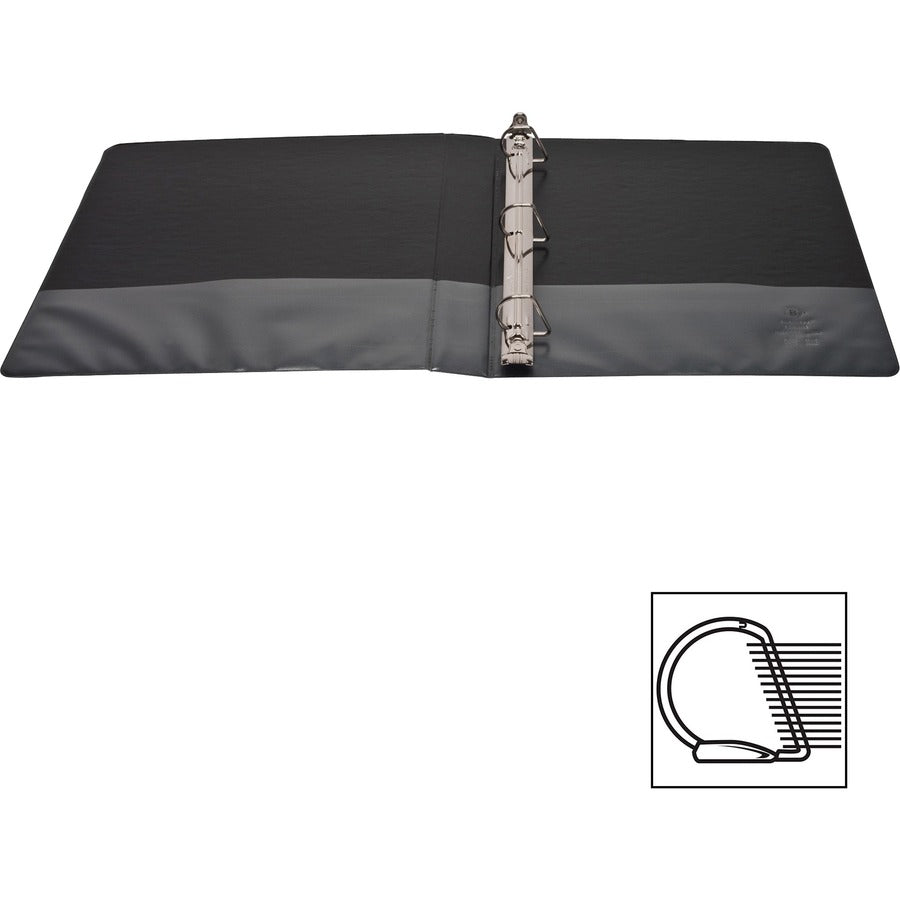 Business Source Basic D-Ring View Binders - 1" Binder Capacity - Letter - 8 1/2" x 11" Sheet Size - D-Ring Fastener(s) - Polypropylene - Black - Clear Overlay - 1 Each