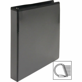 Business Source Basic D-Ring View Binders - 1" Binder Capacity - Letter - 8 1/2" x 11" Sheet Size - D-Ring Fastener(s) - Polypropylene - Black - Clear Overlay - 1 Each