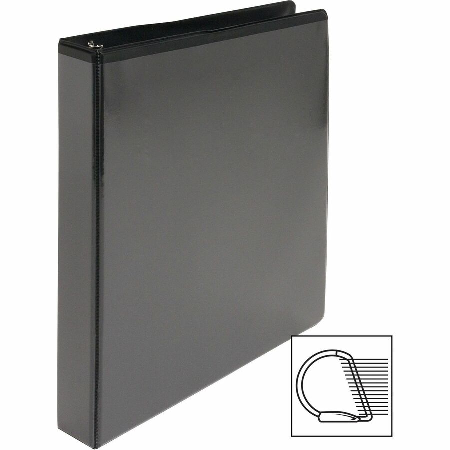 Business Source Basic D-Ring View Binders - 1" Binder Capacity - Letter - 8 1/2" x 11" Sheet Size - D-Ring Fastener(s) - Polypropylene - Black - Clear Overlay - 1 Each