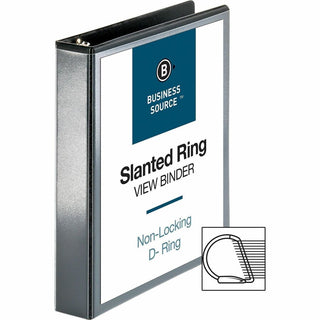Business Source Basic D-Ring View Binders - 1 1/2" Binder Capacity - Letter - 8 1/2" x 11" Sheet Size - D-Ring Fastener(s) - Polypropylene - Black - Clear Overlay - 1 Each
