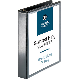 Business Source Basic D-Ring View Binders - 1 1/2" Binder Capacity - Letter - 8 1/2" x 11" Sheet Size - D-Ring Fastener(s) - Polypropylene - Black - Clear Overlay - 1 Each