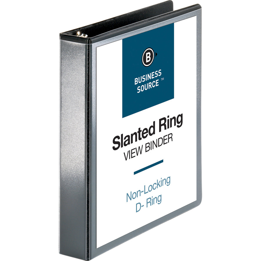 Business Source Basic D-Ring View Binders - 1 1/2" Binder Capacity - Letter - 8 1/2" x 11" Sheet Size - D-Ring Fastener(s) - Polypropylene - Black - Clear Overlay - 1 Each - 