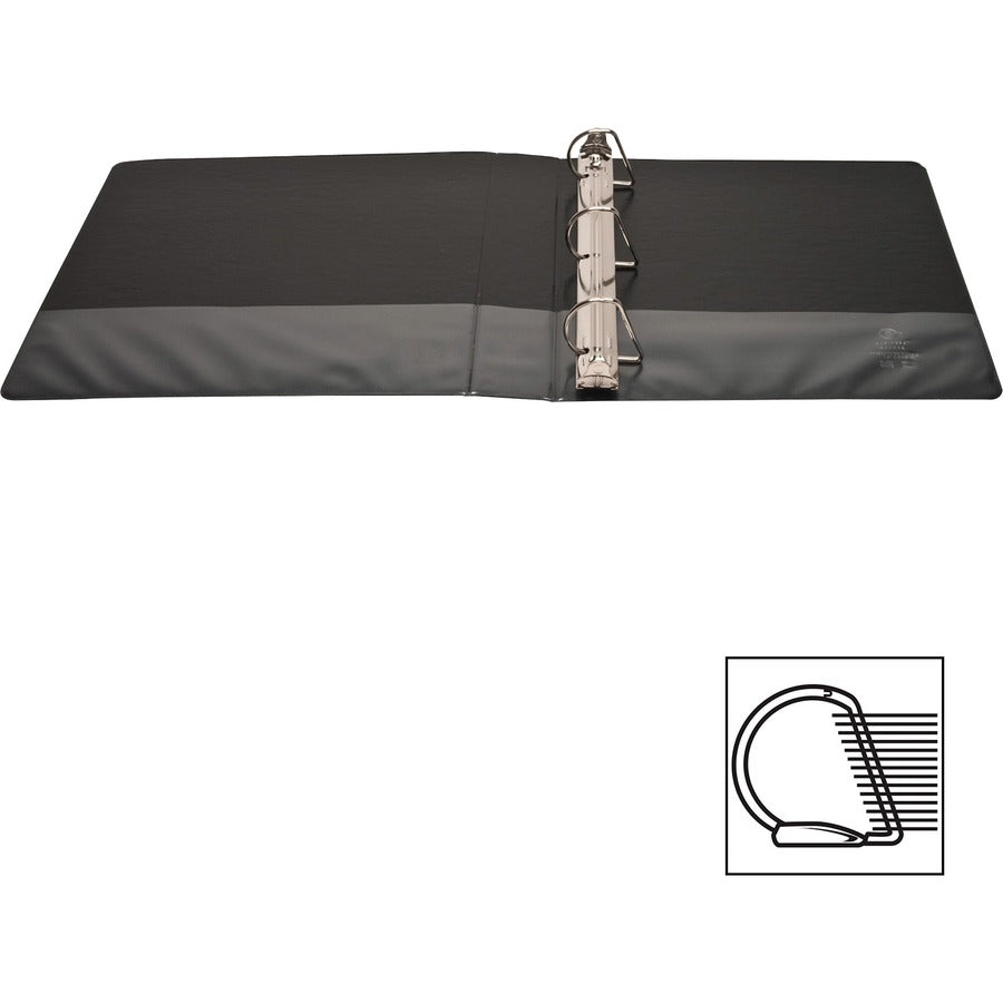 Business Source Basic D-Ring View Binders - 1 1/2" Binder Capacity - Letter - 8 1/2" x 11" Sheet Size - D-Ring Fastener(s) - Polypropylene - Black - Clear Overlay - 1 Each