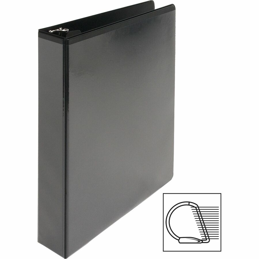 Business Source Basic D-Ring View Binders - 1 1/2" Binder Capacity - Letter - 8 1/2" x 11" Sheet Size - D-Ring Fastener(s) - Polypropylene - Black - Clear Overlay - 1 Each