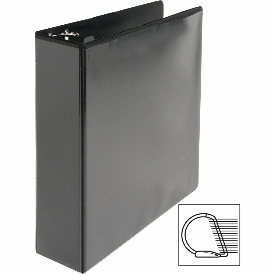 Business Source Basic D-Ring View Binders - 2" Binder Capacity - Letter - 8 1/2" x 11" Sheet Size - D-Ring Fastener(s) - Polypropylene - Black - Clear Overlay - 1 Each