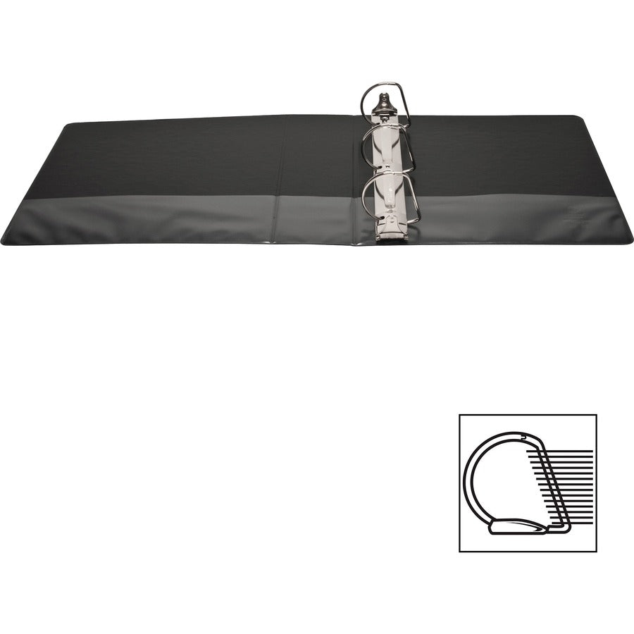 Business Source Basic D-Ring View Binders - 3" Binder Capacity - Letter - 8 1/2" Sheet Size - D-Ring Fastener(s) - Polypropylene - Black - Clear Overlay - 1 Each
