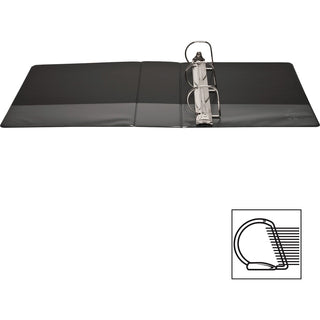 Business Source Basic D-Ring View Binders - 4" Binder Capacity - Letter - 8 1/2" x 11" Sheet Size - D-Ring Fastener(s) - Polypropylene - Black - Clear Overlay - 1 Each