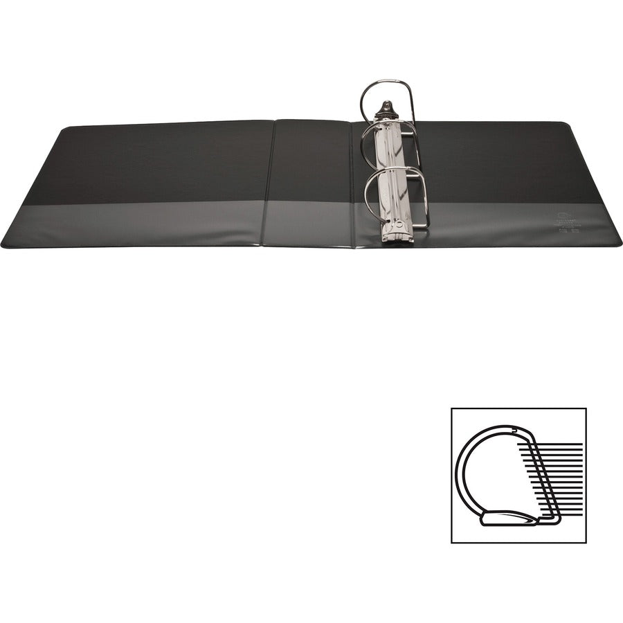 Business Source Basic D-Ring View Binders - 4" Binder Capacity - Letter - 8 1/2" x 11" Sheet Size - D-Ring Fastener(s) - Polypropylene - Black - Clear Overlay - 1 Each