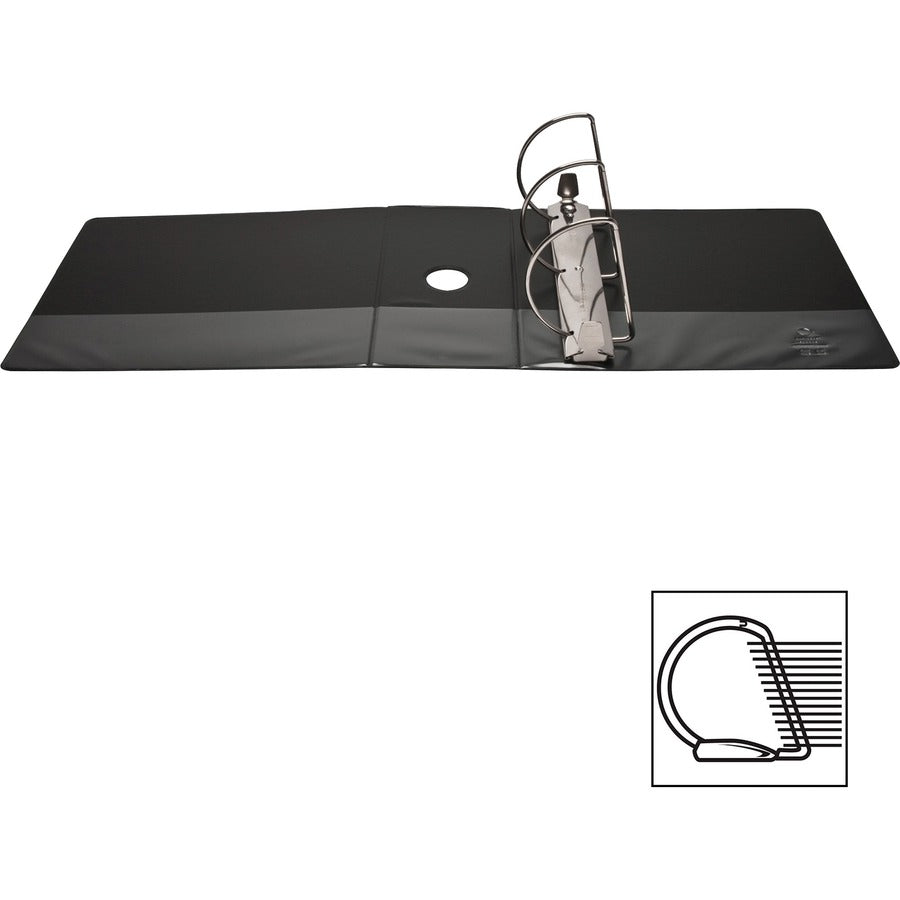 Business Source Basic D-Ring View Binders - 5" Binder Capacity - Letter - 8 1/2" x 11" Sheet Size - D-Ring Fastener(s) - Polypropylene - Black - Clear Overlay - 1 Each
