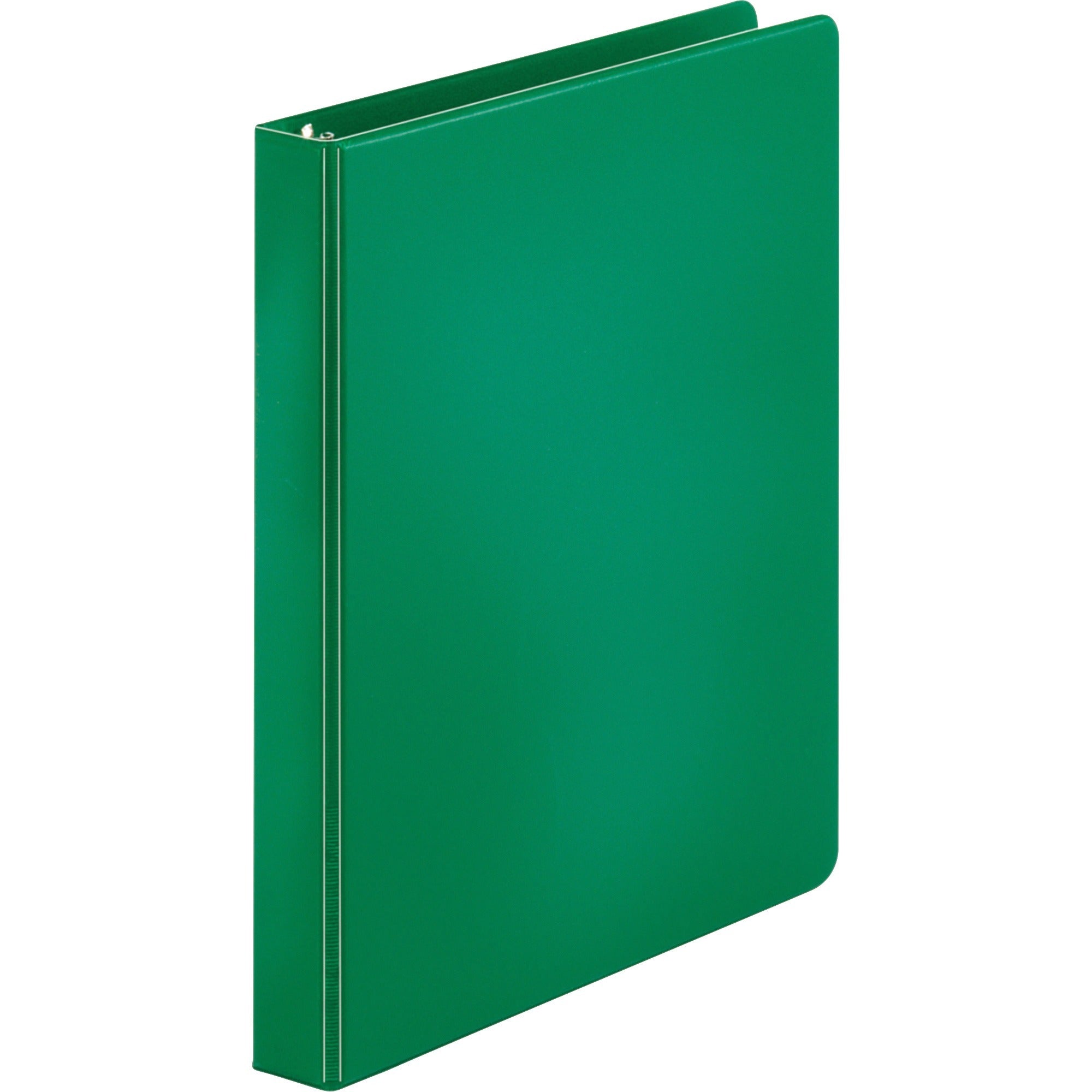 Business Source Basic Round Ring Binder - 1" Binder Capacity - Letter - 8 1/2" x 11" Sheet Size - 225 Sheet Capacity - 3 x Round Ring Fastener(s) - Chipboard, Polypropylene - Green - Open and Closed Triggers, Sturdy, Exposed Rivet - 1 Each - 