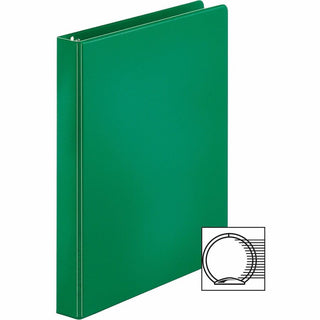Business Source Basic Round Ring Binder - 1" Binder Capacity - Letter - 8 1/2" x 11" Sheet Size - 225 Sheet Capacity - 3 x Round Ring Fastener(s) - Chipboard, Polypropylene - Green - Open and Closed Triggers, Sturdy, Exposed Rivet - 1 Each