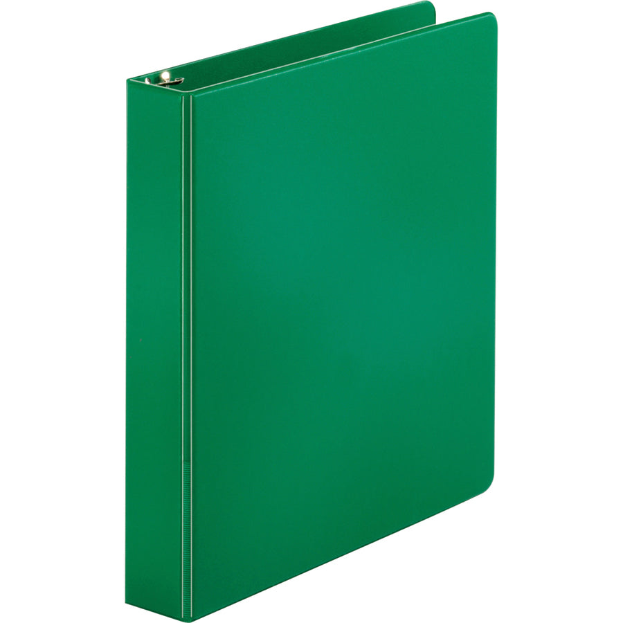 Business Source Basic Round Ring Binder - 1 1/2" Binder Capacity - Letter - 8 1/2" x 11" Sheet Size - 250 Sheet Capacity - 3 x Round Ring Fastener(s) - Chipboard, Polypropylene - Green - Open and Closed Triggers, Sturdy, Exposed Rivet - 1 Each - 