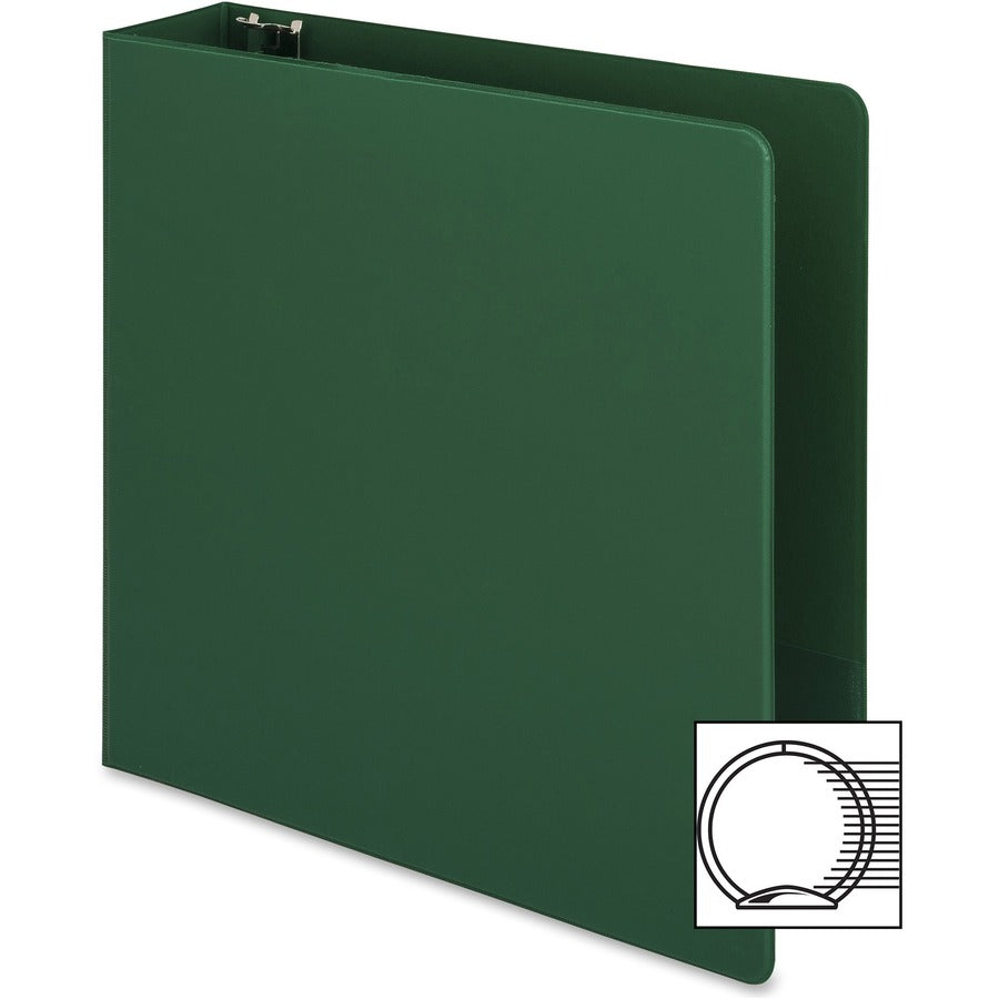 Business Source Basic Round-ring Binder - 2" Binder Capacity - Letter - 8 1/2" x 11" Sheet Size - 3 x Round Ring Fastener(s) - Vinyl - Green - Open and Closed Triggers - 1 Each