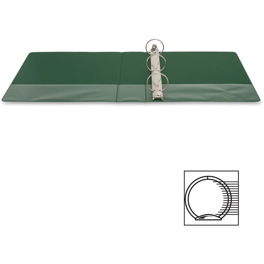 Business Source Basic Round-ring Binder - 2" Binder Capacity - Letter - 8 1/2" x 11" Sheet Size - 3 x Round Ring Fastener(s) - Vinyl - Green - Open and Closed Triggers - 1 Each