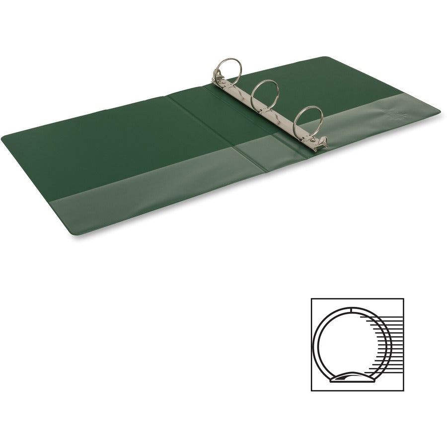 Business Source Basic Round-ring Binder - 2" Binder Capacity - Letter - 8 1/2" x 11" Sheet Size - 3 x Round Ring Fastener(s) - Vinyl - Green - Open and Closed Triggers - 1 Each
