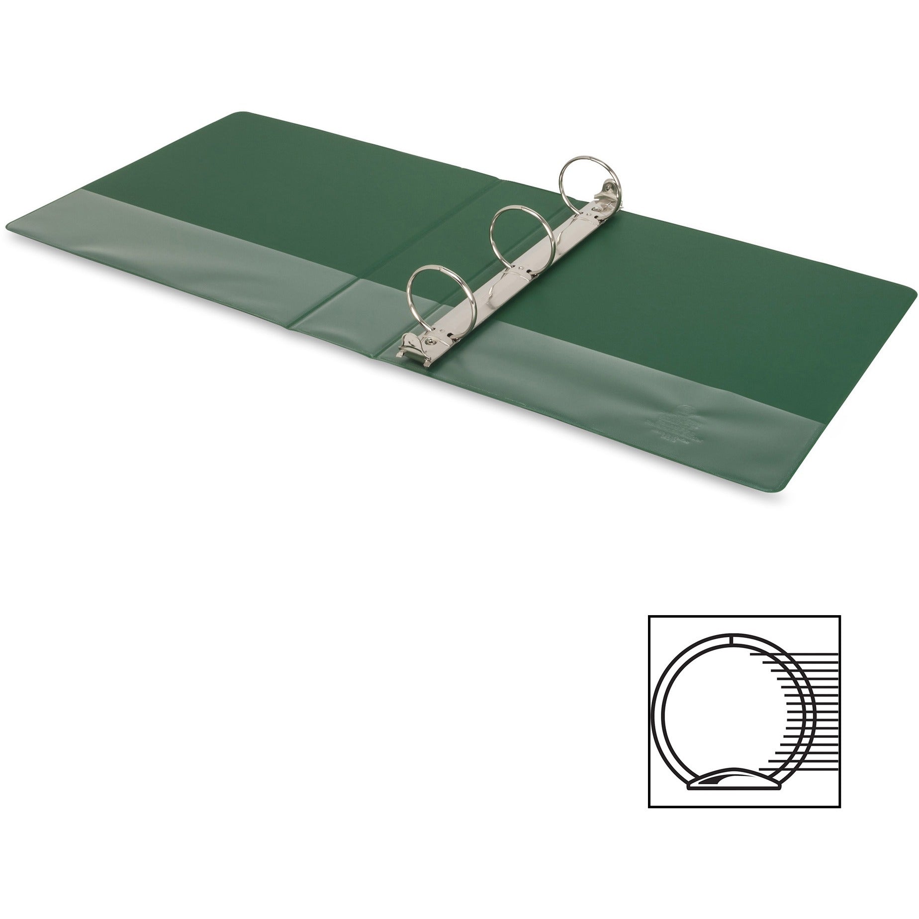 Business Source Basic Round-ring Binder - 2" Binder Capacity - Letter - 8 1/2" x 11" Sheet Size - 3 x Round Ring Fastener(s) - Vinyl - Green - Open and Closed Triggers - 1 Each - 