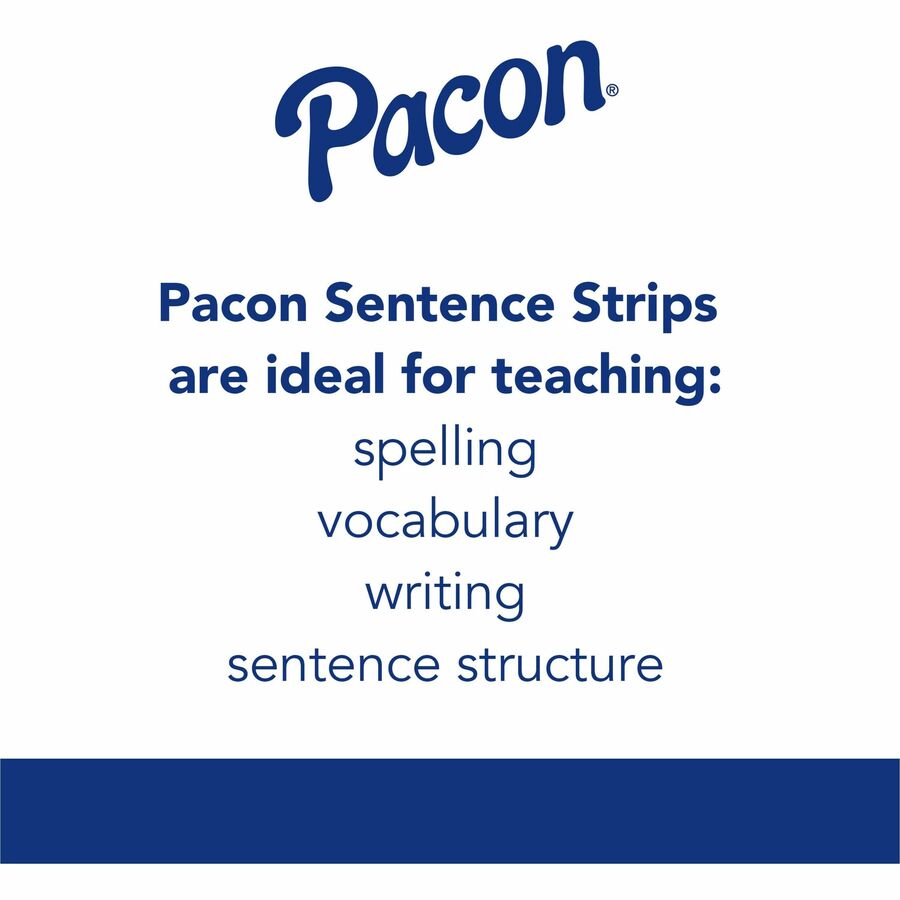 Pacon Dry Erase Sentence Strips - 3"H x 24"W - 1.5" Ruled - Dry Erase - 30 Strips/Pack - White - 