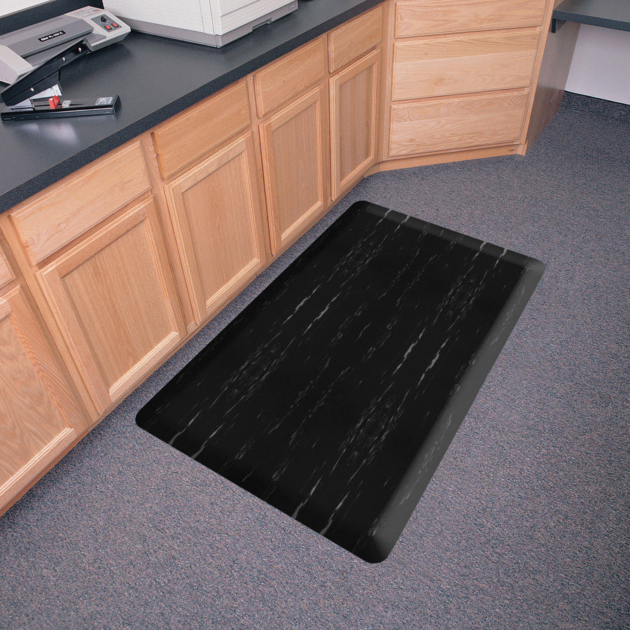 Genuine Joe Marble Top Anti-fatigue Floor Mats - Office, Bank, Cashier's Station, Industry - 60" Length x 36" Width x 0.500" Thickness - Black Marble - 1Each - 