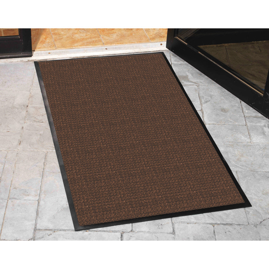 Genuine Joe Waterguard Wiper Scraper Floor Mats - Carpeted Floor, Indoor, Outdoor - 72" Length x 48" Width - Polypropylene - Brown - 1Each - 