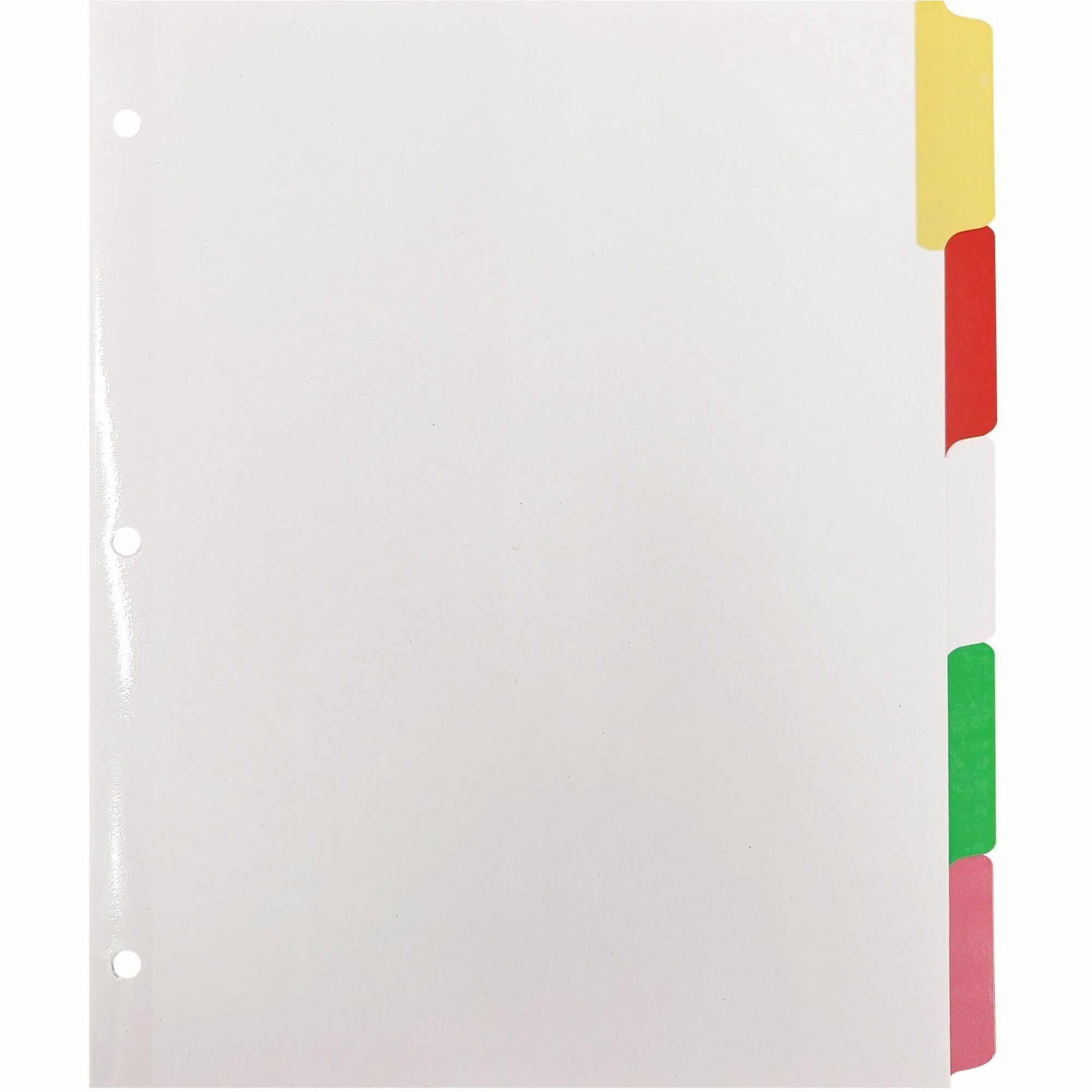 Business Source Laminated Write-On Tab Indexes - 5 Write-on Tab(s) - 5 Tab(s)/Set - 11" Tab Height x 8.50" Tab Width - 3 Hole Punched - Self-adhesive, Removable - Multicolor Mylar Tab(s) - Recycled - Laminated Tab, Reinforced Edges, Punched, Erasable