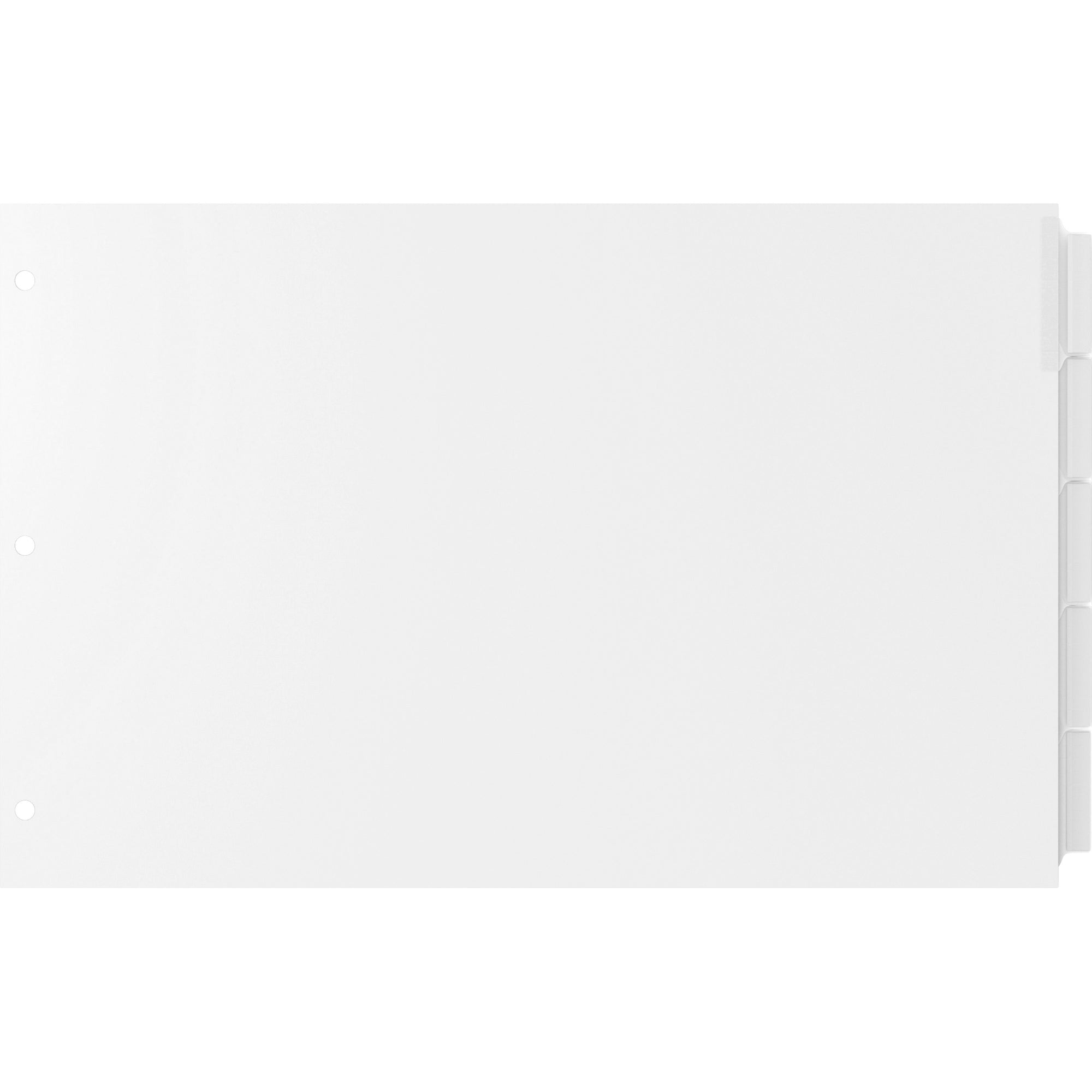 EasyFit Insertable 5-Tab Index Dividers - 5 x Divider(s) - 5 Tab(s)/Set - 11" Divider Width x 17" Divider Length - Ledger - 3 Hole Punched - White Divider - Clear Tab(s) - Recycled - Reinforced Edges, Punched - 5 / Set