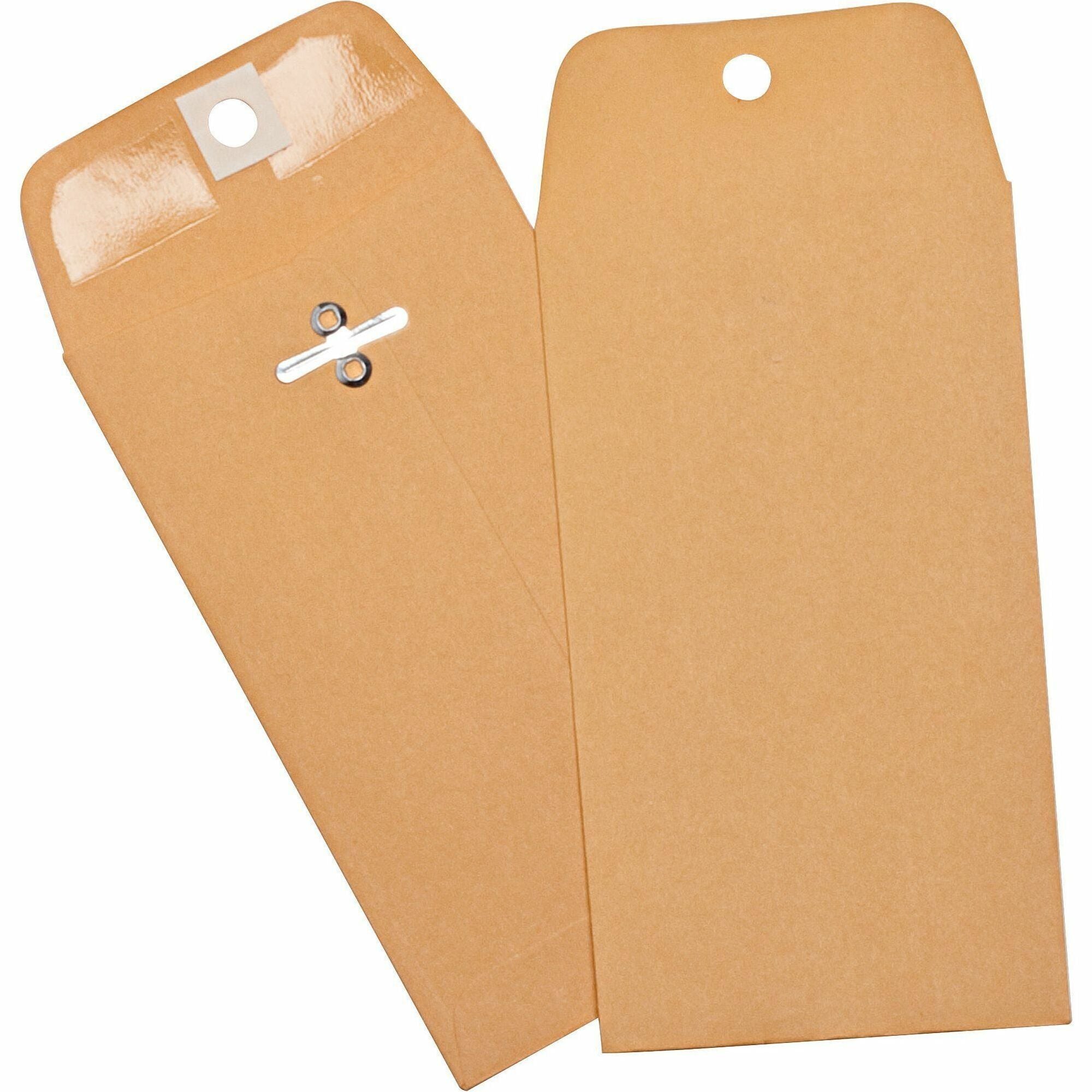 Business Source Heavy Duty Clasp Envelope - Clasp - 3 3/8" Width x 6" Length - 28 lb - Clasp - Kraft - 100 / Box - Brown Kraft