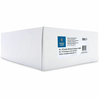 Business Source No. 10 Double-Window Invoice Envelopes - Double Window - #10 - 9 1/2" Width x 4 1/8" Length - 24 lb - Gummed - Wove - 500 / Box - White
