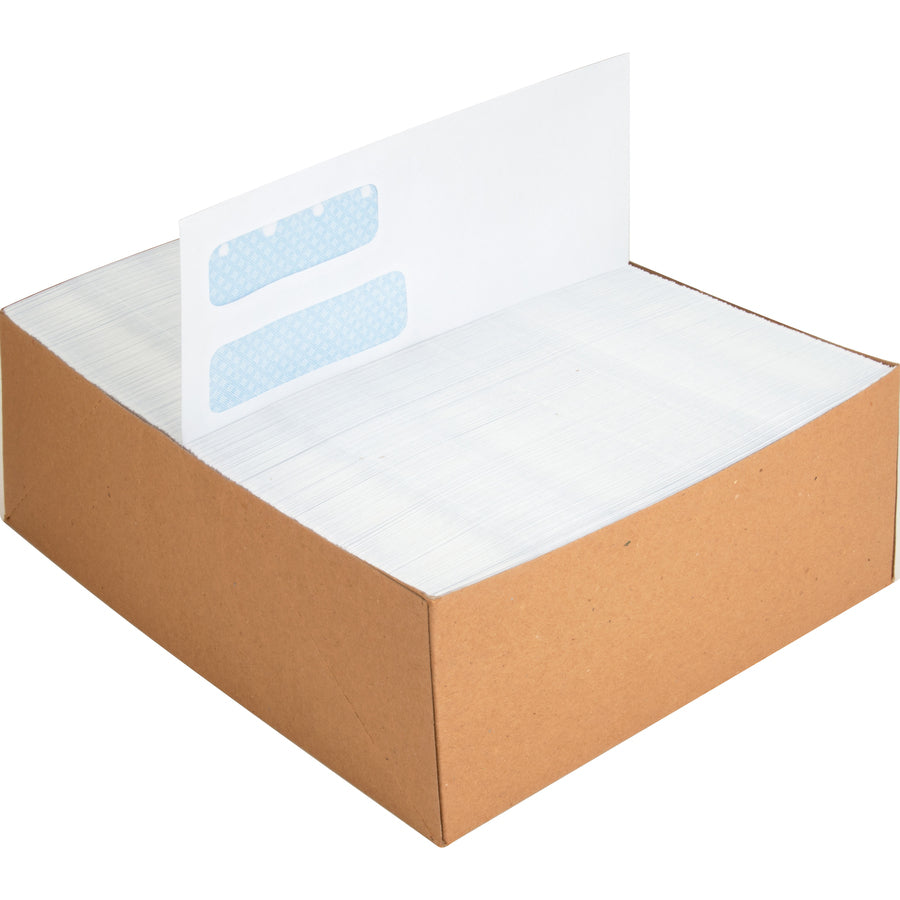 Business Source No. 10 Double-Window Invoice Envelopes - Double Window - #10 - 9 1/2" Width x 4 1/8" Length - 24 lb - Gummed - Wove - 500 / Box - White - 