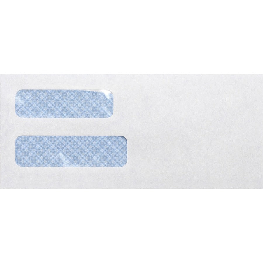 Business Source No. 10 Double-Window Invoice Envelopes - Double Window - #10 - 9 1/2" Width x 4 1/8" Length - 24 lb - Gummed - Wove - 500 / Box - White