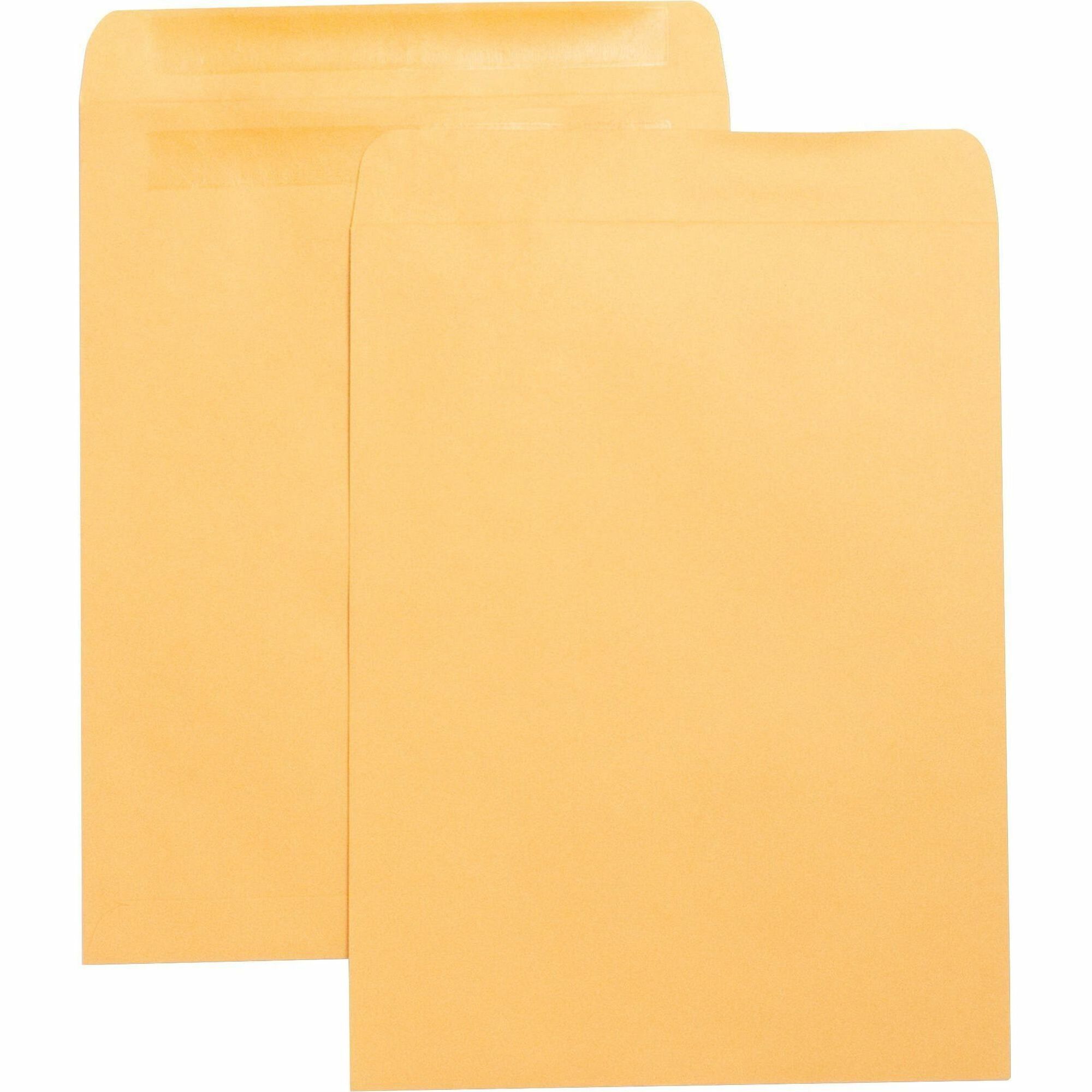 Business Source Press-To-Seal Catalog Envelopes - Catalog - 10" Width x 13" Length - 28 lb - Self-sealing - Kraft - 100 / Box - Brown Kraft - 