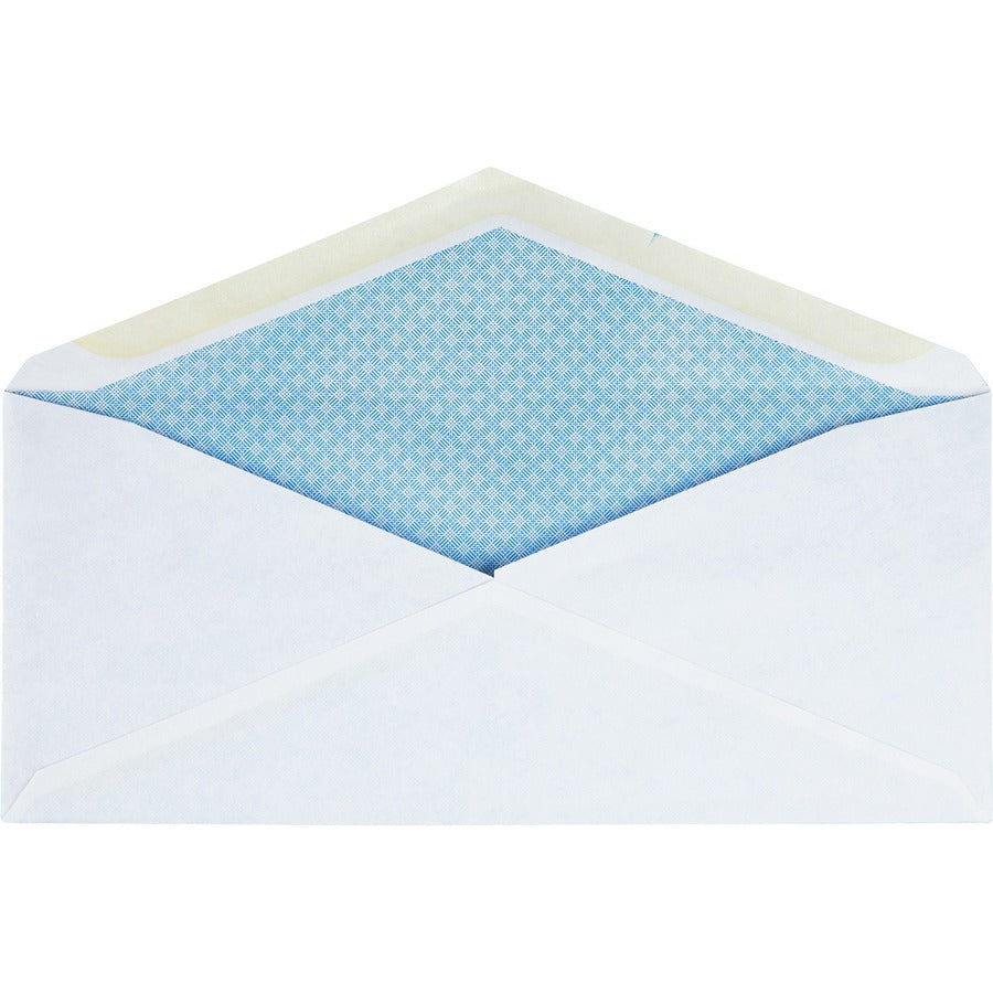 Business Source No.10 Regular Tint Security Envelopes - Security - #10 - 4 1/8" Width x 9 1/2" Length - 24 lb - Gummed - Wove - 500 / Box - White