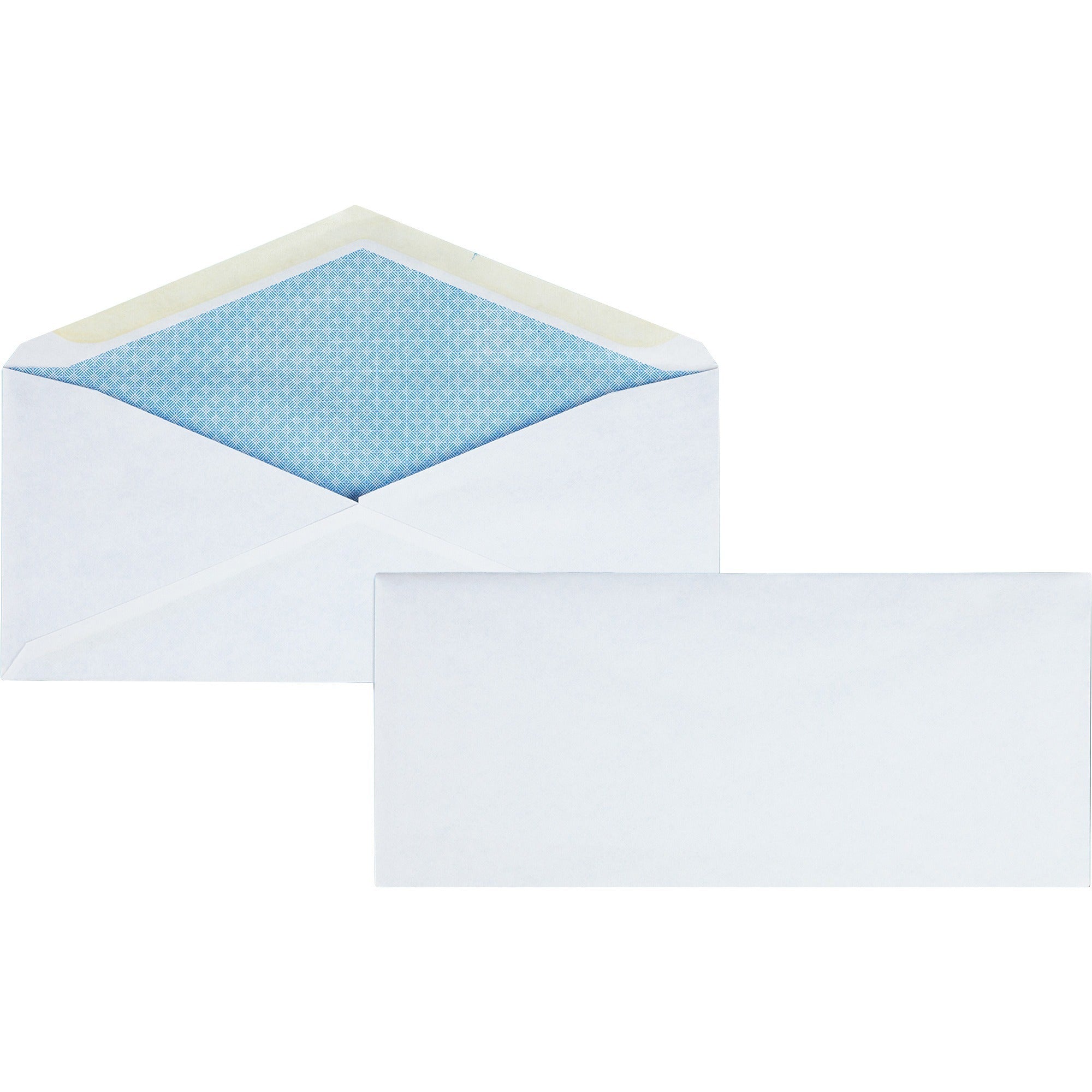 Business Source No.10 Regular Tint Security Envelopes - Security - #10 - 4 1/8" Width x 9 1/2" Length - 24 lb - Gummed - Wove - 500 / Box - White - 